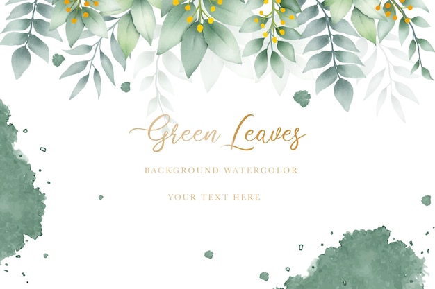 watercolor green leaves background