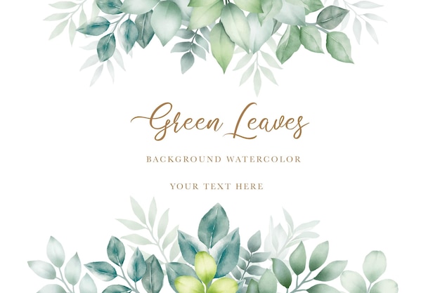 Vector watercolor green leaves background