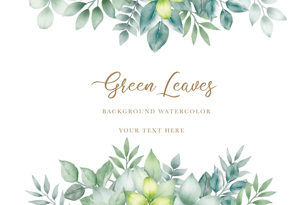 Vector watercolor green leaves background