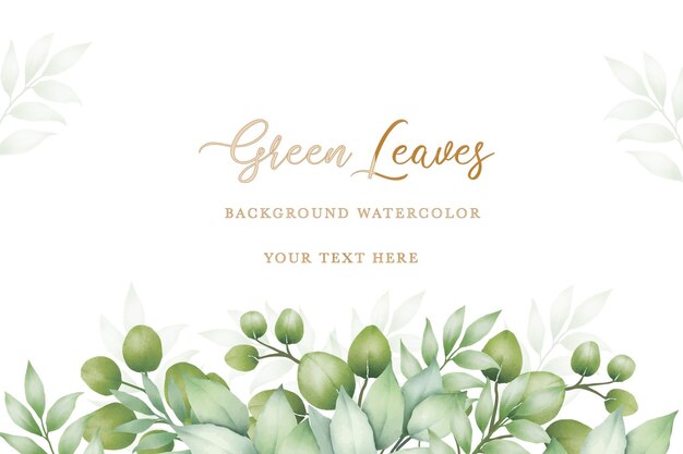 watercolor green leaves background