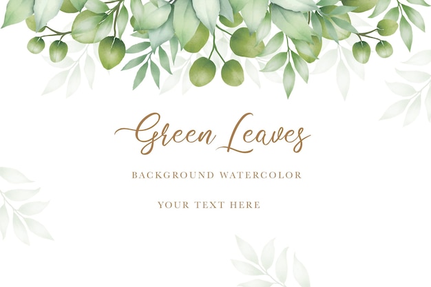 watercolor green leaves background