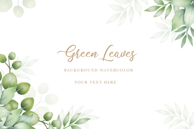 watercolor green leaves background