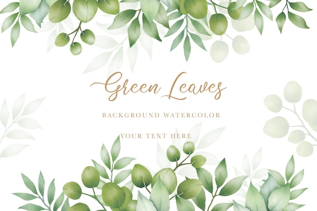 Vector watercolor green leaves background