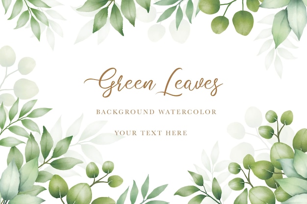 watercolor green leaves background