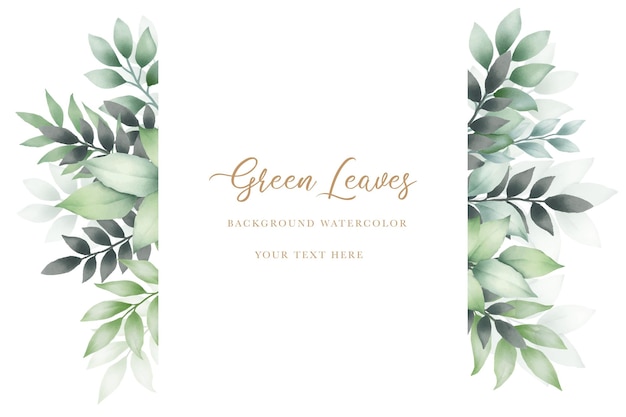 watercolor green leaves background