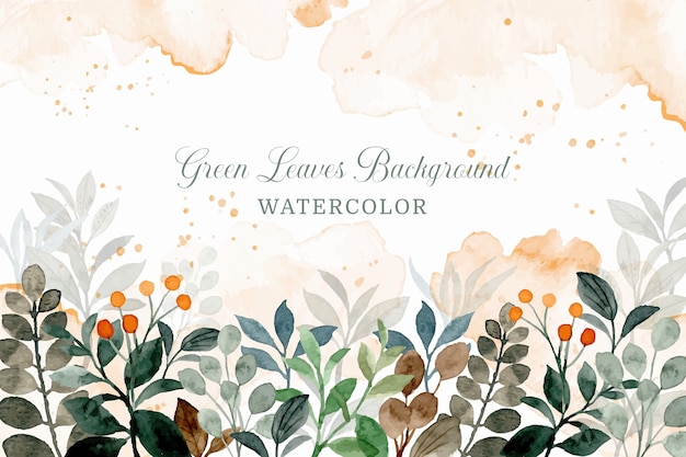 Vector watercolor green leaves background