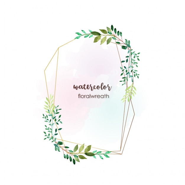 Vector watercolor green leaves frame