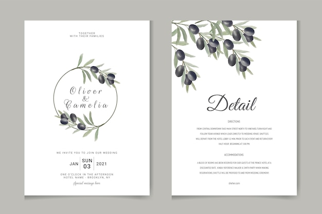 Watercolor green olive branch for decoration elegant invitations