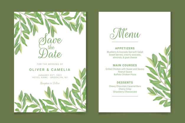 Watercolor green olive branch for decoration elegant invitations