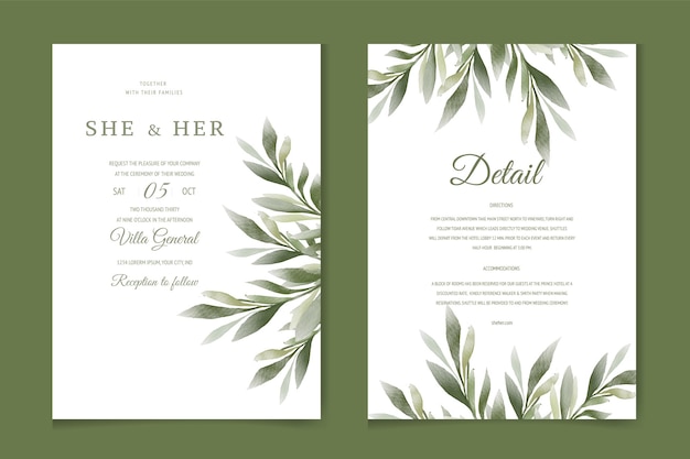 watercolor green olive branch for decoration elegant invitations