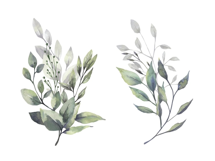 watercolor greenery bouquets