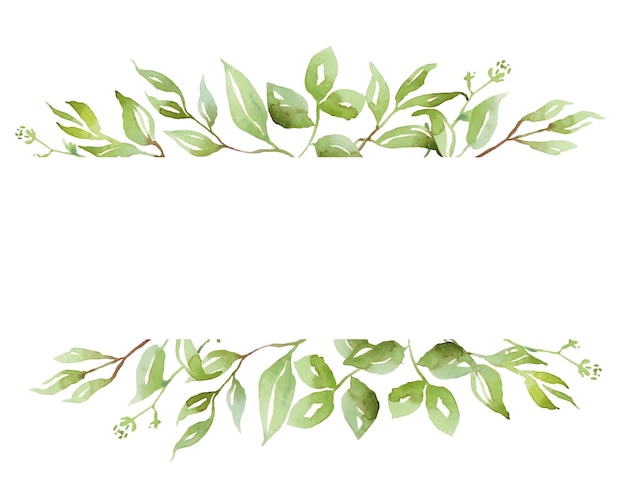 Watercolor greenery frame Vector