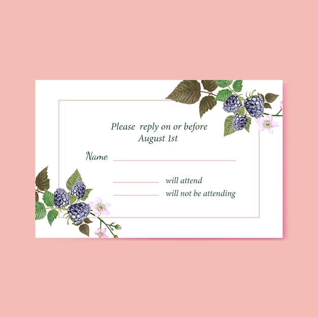 Vector watercolor greenery rsvp reply cards.