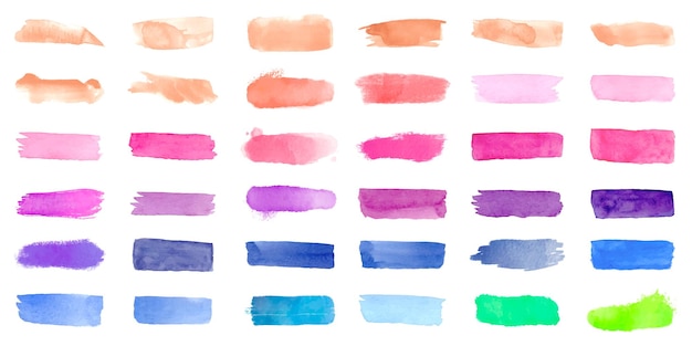 Watercolor grunge banner collection set of watercolor paint splashes