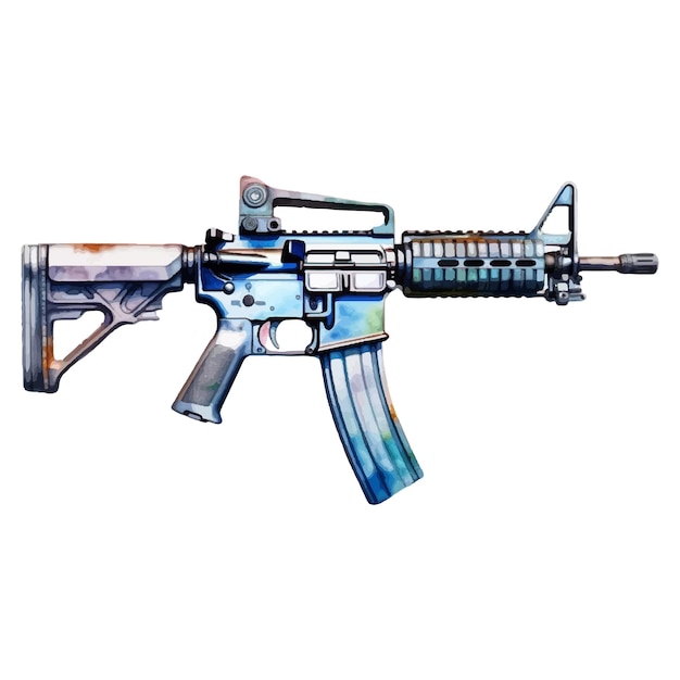 Vector watercolor gun on transparent background