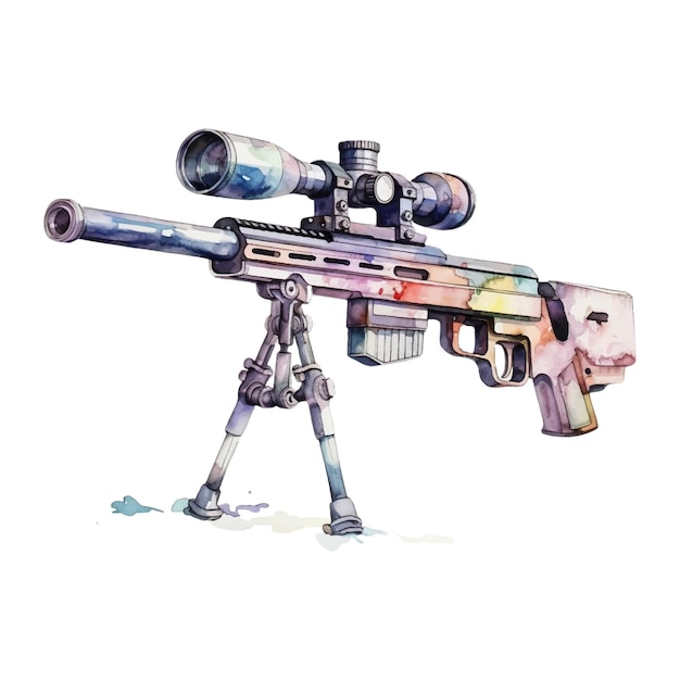 Watercolor gun on transparent background