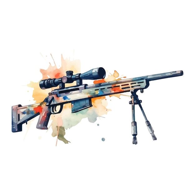 Watercolor gun on transparent background