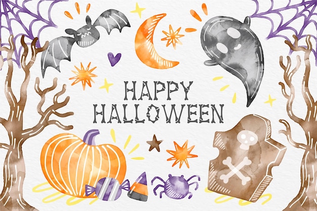 Watercolor halloween background