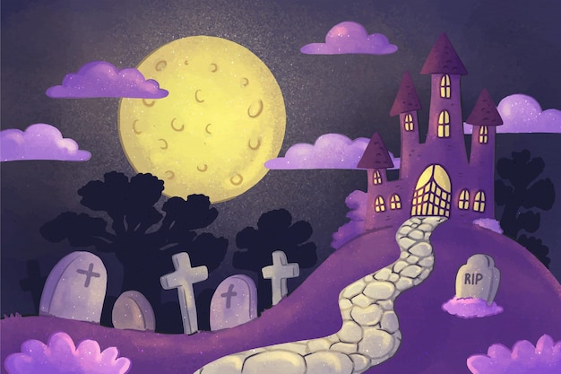 Vector watercolor halloween background