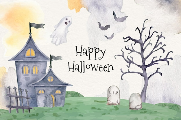 Vector watercolor halloween background