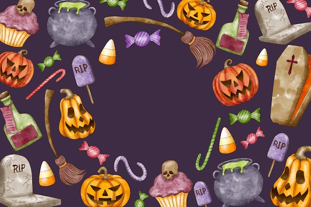 Watercolor halloween background