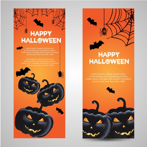 Watercolor Halloween banner