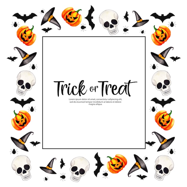 Vector watercolor halloween border frame