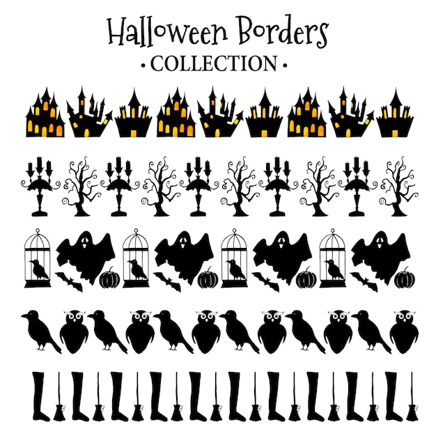 Watercolor halloween borders collection