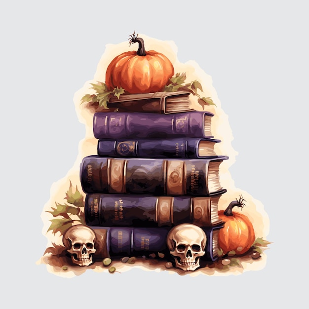 Watercolor Halloween Clipart Illustration Created With Generative AI Technology