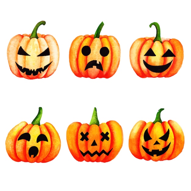 Collezione di elementi di halloween ad acquerello