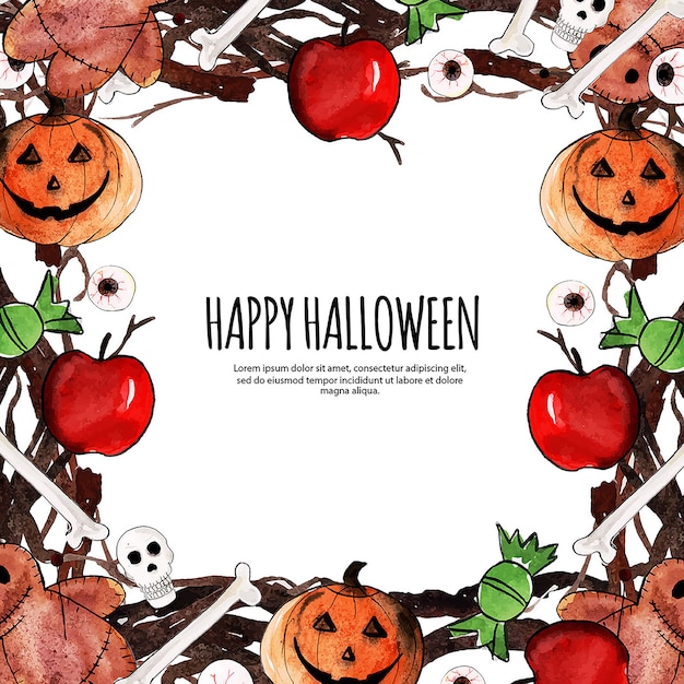 Vector watercolor halloween elements  frame