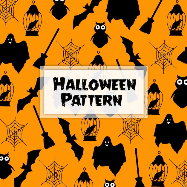 Watercolor Halloween Elements Pattern Background