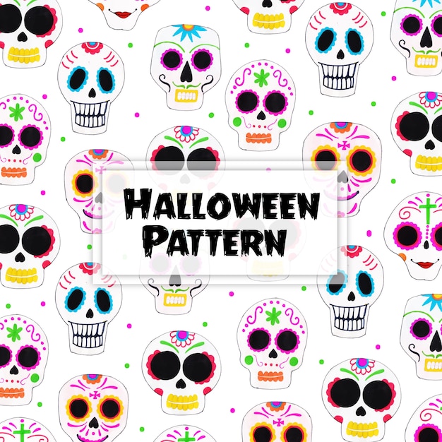 Watercolor Halloween Elements Pattern Background
