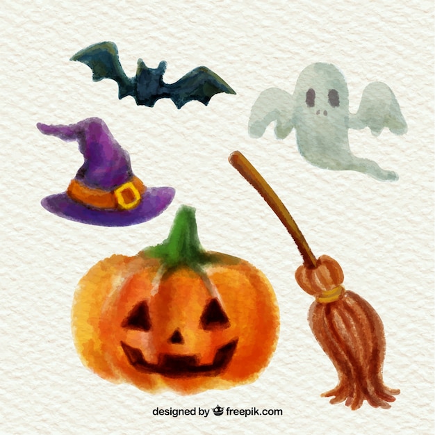 Watercolor halloween elements