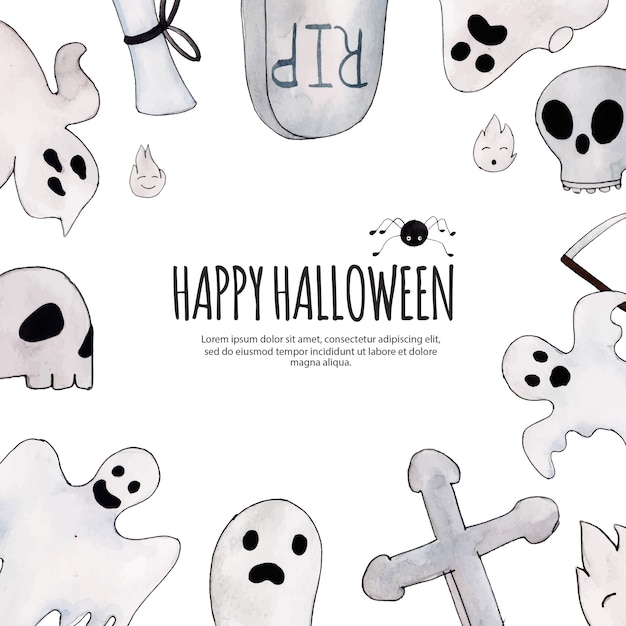 Watercolor halloween frame background