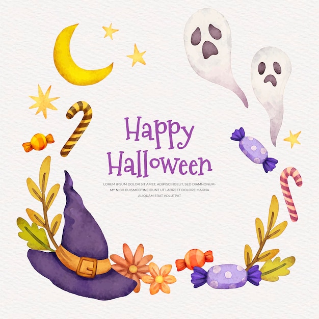 Watercolor halloween frame template