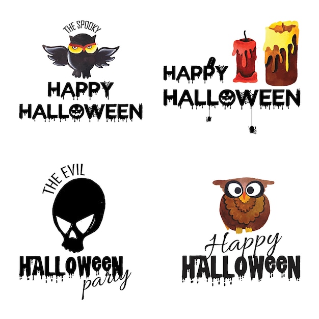 Watercolor halloween logo designs