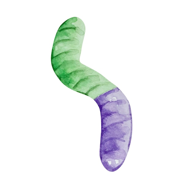 Watercolor halloween marmalade worm green purple