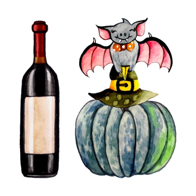 Watercolor halloween pumpkin illustration