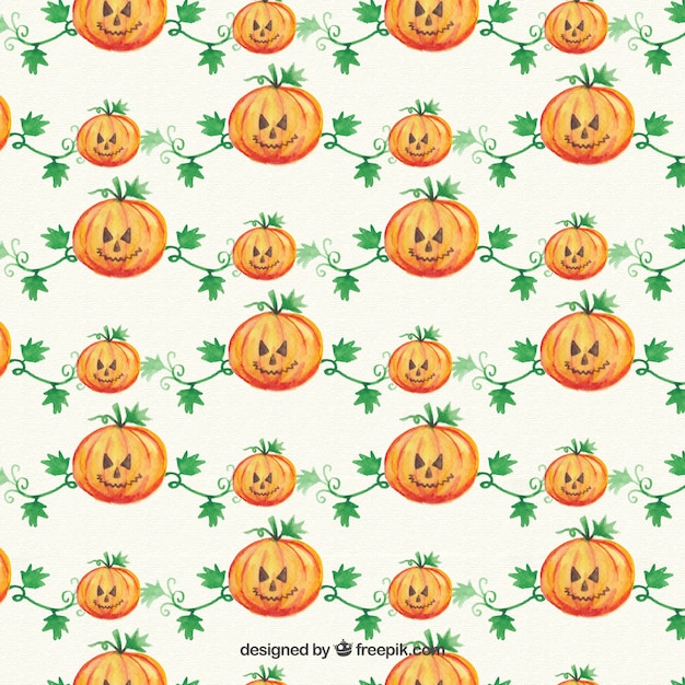 Watercolor halloween pumpkin pattern