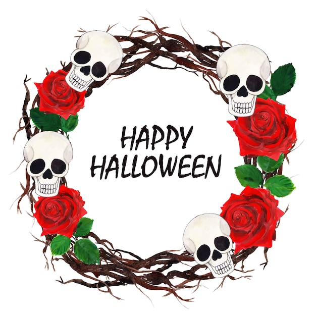 Watercolor Halloween Wreath Background