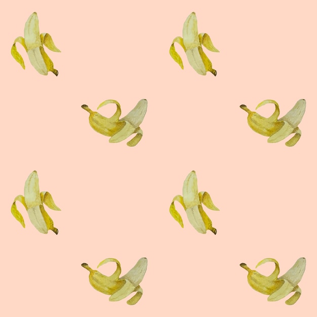 Pstern senza cuciture di vettore di tiraggio della mano dell'acquerello con le banane gialle