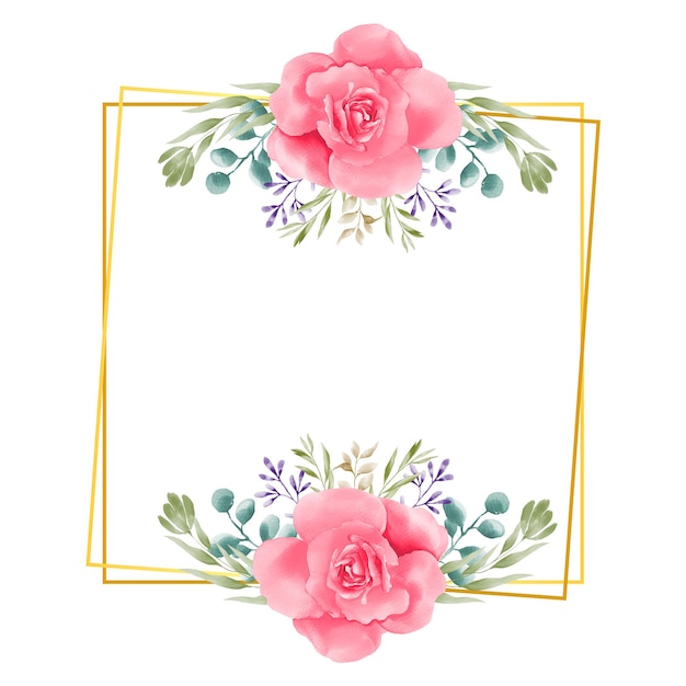 Watercolor hand drawing decorative colorful flowers frame