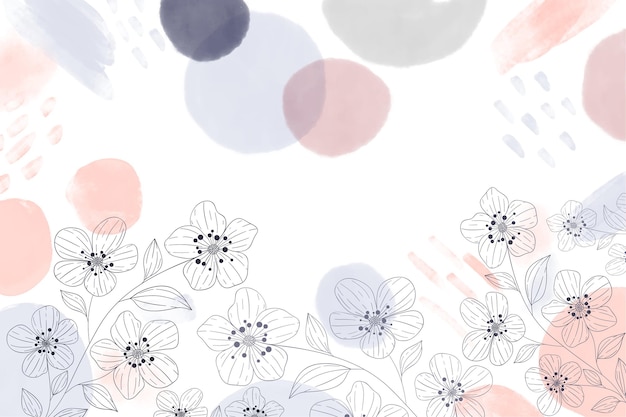 Vector watercolor hand drawn background with drawn elements