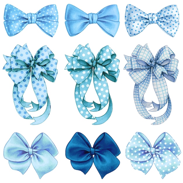 Vector watercolor hand drawn bow collection