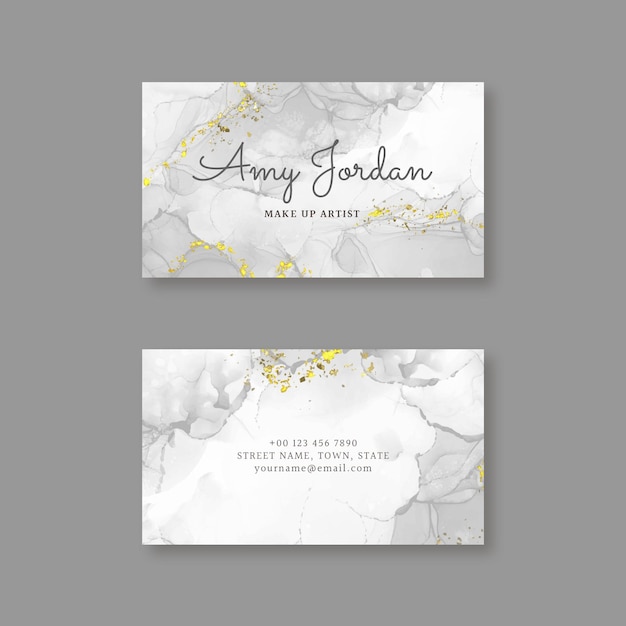 Vector watercolor hand drawn business cards template
