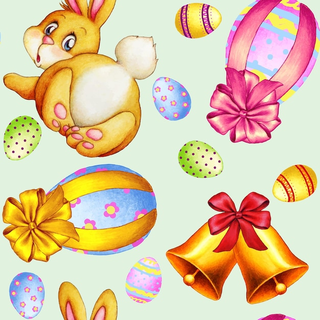 Watercolor hand drawn of cute easter pattern