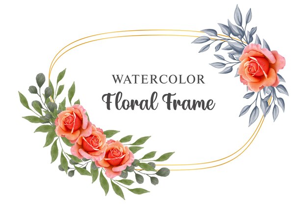 Watercolor hand drawn floral frame