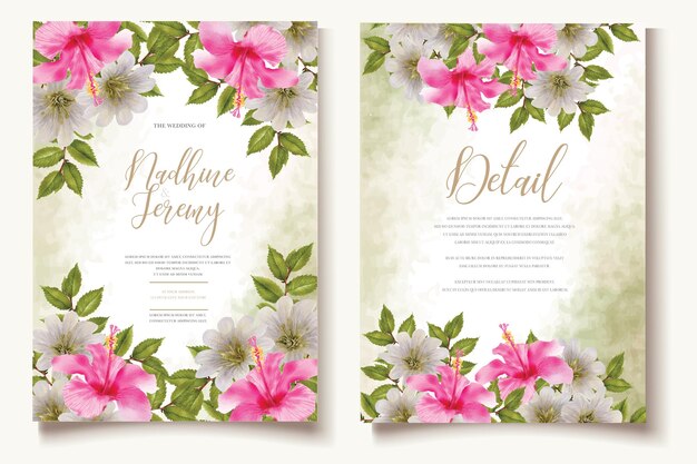 Watercolor hand drawn floral invitation card set