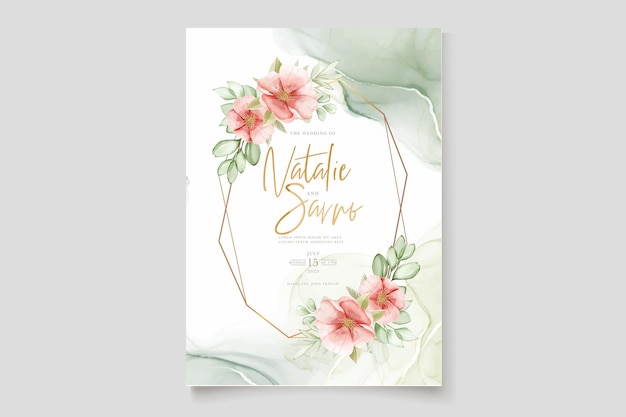 Watercolor hand drawn floral and leaves card set